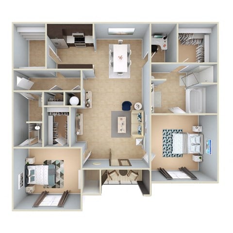 Floor plan for 2 beds, 2 baths, 1710 sqft