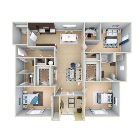 Floor plan for 3 beds, 2 baths, 1855 sqft