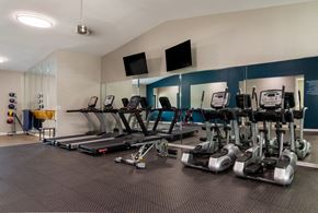 Sandy Springs apartment for rent - fitness center filled with cardio equipment and flat screen televisions at Dunwoody Pointe in Sandy Springs, GA