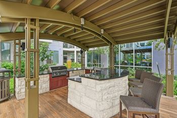 Outdoor kitchen with gas bbq grills