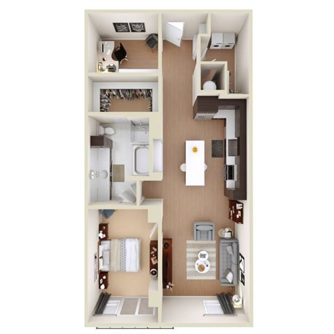 Floor plan for 1 bed, 1 bath, 1085 sqft