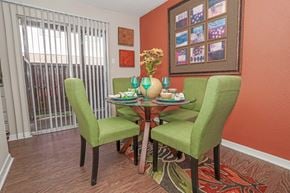 Shreveport apartment for rent - Model dining room next to the patio doors at Magnolia apartments in Shreveport, LA