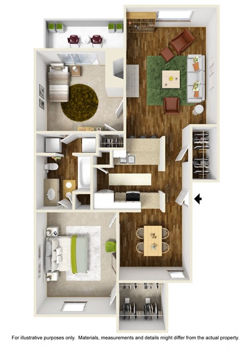 Floor plan for 1 bed, 1 bath, 900 sqft