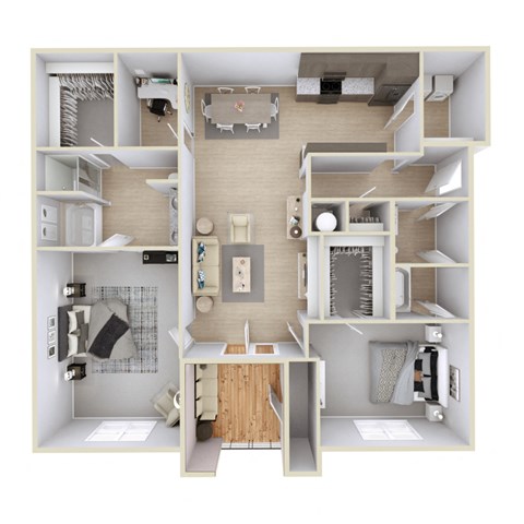 Floor plan for 2 beds, 2 baths, 1668 sqft