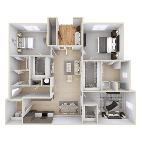 Floor plan for 3 beds, 2 baths, 1852 sqft
