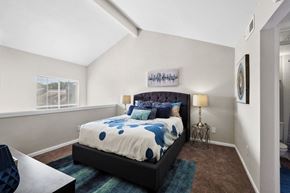 Houston apartment for rent - a bedroom with a bed and a window