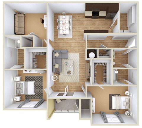 Floor plan for 2 beds, 2 baths, 1581 sqft
