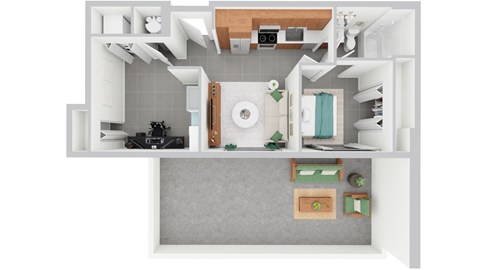 Floor plan for studio, 1 bath, 555 sqft