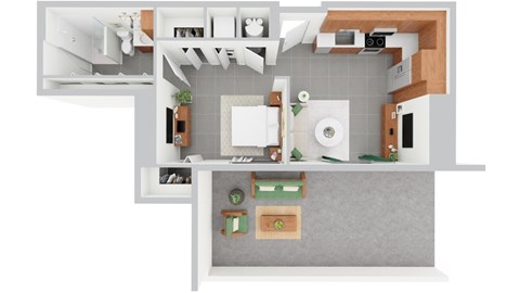 Floor plan for studio, 1 bath, 557 sqft