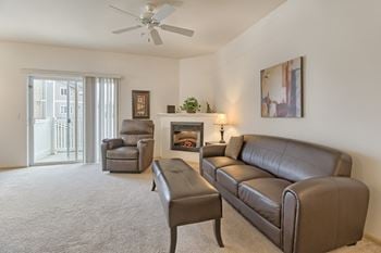 Living area with fireplace