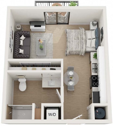 Floor plan for studio, 1 bath, 456 sqft