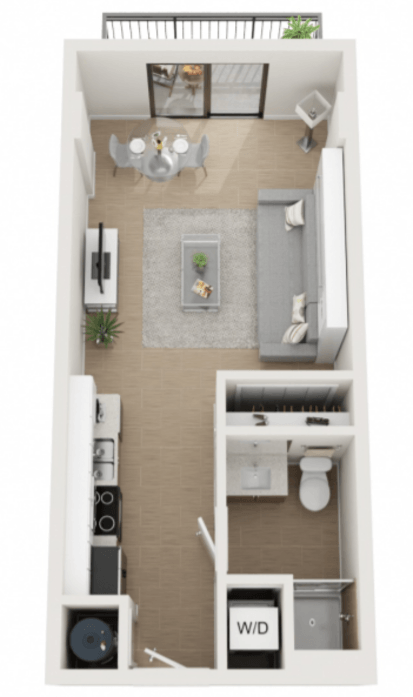 Floor plan for studio, 1 bath, 450 sqft