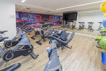 Peloton bike and training space