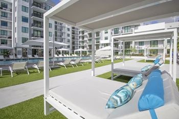 Sun deck and poolside cabanas