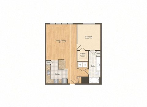 Floor plan for 1 bed, 1 bath, 783 sqft