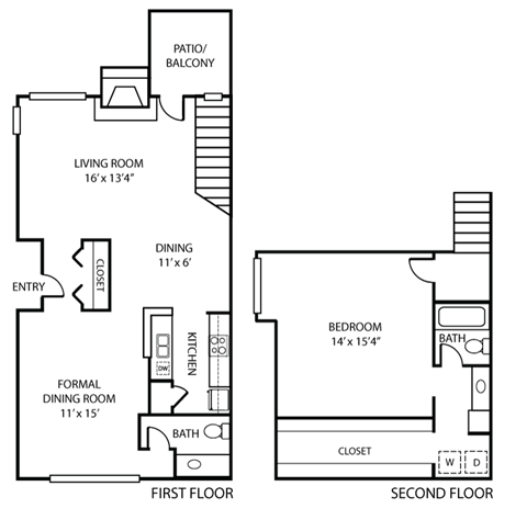 Floor plan for 1 bed, 1 bath, 1138 sqft