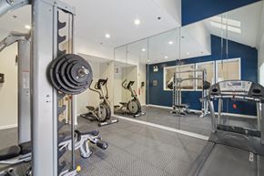 Duluth apartment for rent - Gym with full length wall mirror at Woodmere Trace at Duluth, GA