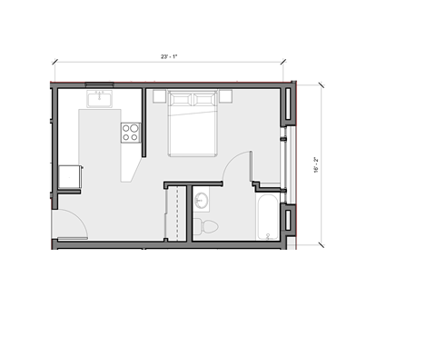 Floor plan for studio, 349 sqft