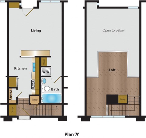 Floor plan for 1 bed, 1 bath