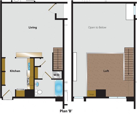 Floor plan for 1 bed, 1 bath, 680 sqft