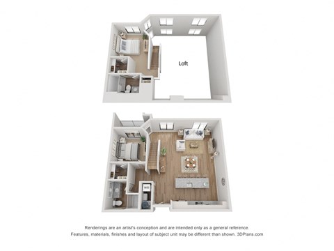 Floor plan for 2 beds, 2 baths, 1250 sqft