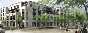 Tucson apartment for rent - A group of people are standing outside of a building.