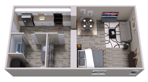 Floor plan for studio, 1 bath, 500 sqft