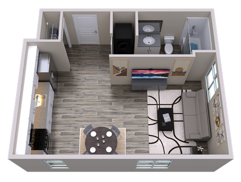 Floor plan for studio, 1 bath, 430 sqft