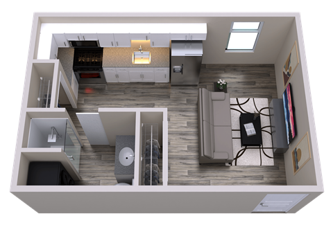 Floor plan for studio, 1 bath, 355 sqft