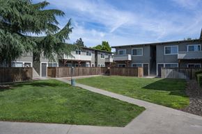 Turlock apartment for rent - Green Lawn And Sidewalk at Park Place, Turlock, CA, 95382