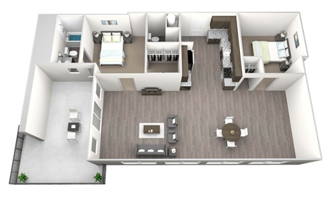 Floor plan for studio, 1 bath, 1165 sqft