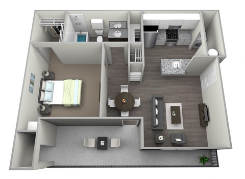 Floor plan for 1 bed, 1 bath, 819 sqft