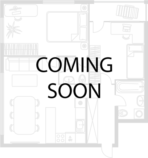 Floor plan for 2 beds, 1.5 baths, 878 sqft