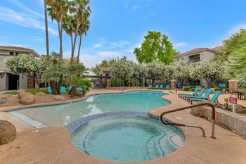 The swimming pool at the preserve at polo apartments