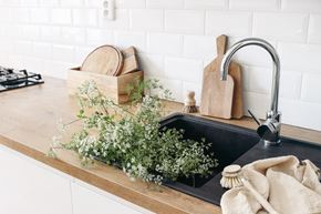 Prescott Valley apartment for rent - Modern kitchen sink with wood countertop at Legado Apartments, Arizona, 86314