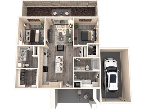 Floor plan for 2 beds, 2 baths, 1116 sqft