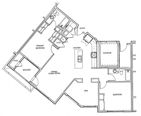 Floor plan for 2 beds, 2 baths, 1328 sqft