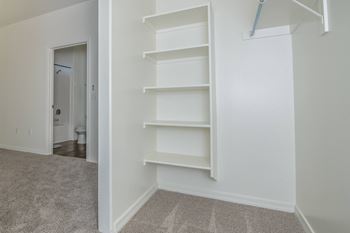 Spacious closets with built-in shelving