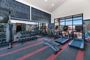 Buckeye townhouse for rent - A gym with a variety of equipment including treadmills, weights, and exercise bikes.at Marketside Villas at Verrado, Arizona, 85396