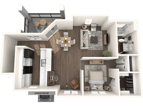 Floor plan for 1 bed, 1 bath, 928 sqft
