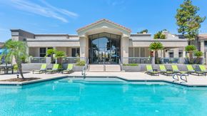 Chandler apartment for rent - Clean Blue Swimming Pool at Reflections at Gila Springs Apartments, Chandler
