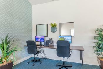 Business center in resident lounge with computers