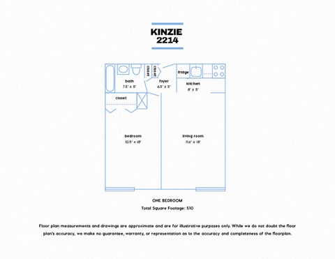 Floor plan for 1 bed, 1 bath, 600 sqft