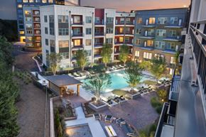 Atlanta apartment for rent - Crystal Clear Swimming Pool at Night at Atlanta Apartments for Rent 30339