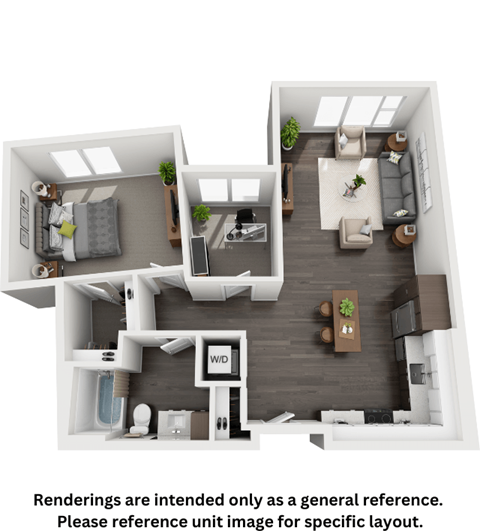 Floor plan for 1 bed, 1 bath, 920 sqft