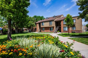 Beautifully landscaped lawns and courtyards