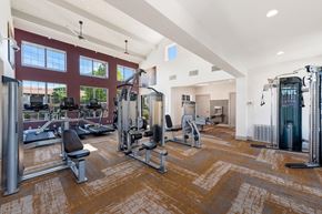 Albuquerque apartment for rent - Pulley Weight Machines in Tall Ceiling Gym at ABQ Apartments