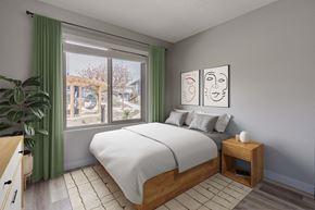Santa Barbara apartment for rent - 3d rendering of a bedroom with a bed and a window