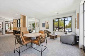 Goleta apartment for rent - A modern dining room with a large table and chairs.