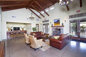 Bakersfield apartment for rent - Polo Villas Clubhouse Great Room with fireplace at Polo Villas, Bakersfield, 93312